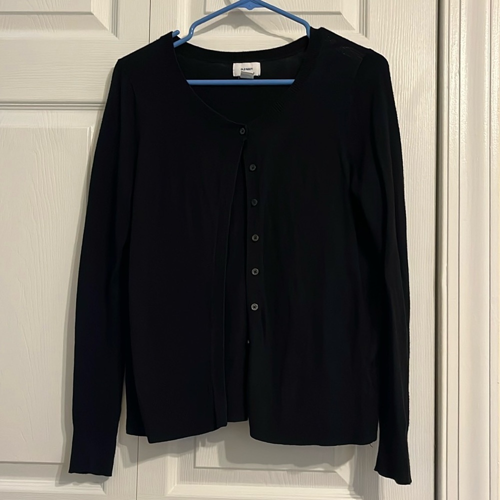 Black crew neck cardigan
